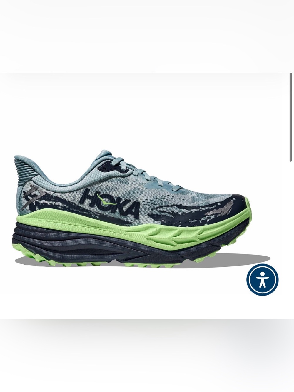 Hoka Men's Stinson 7 Trail Running Shoe in Druzy/Anchor Colorway.